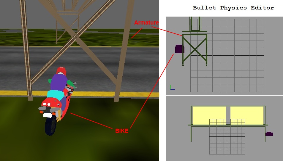 Game render with Irricht<br />Bullet situation at same time.<br />Both Scenario and Physics exported from Blender